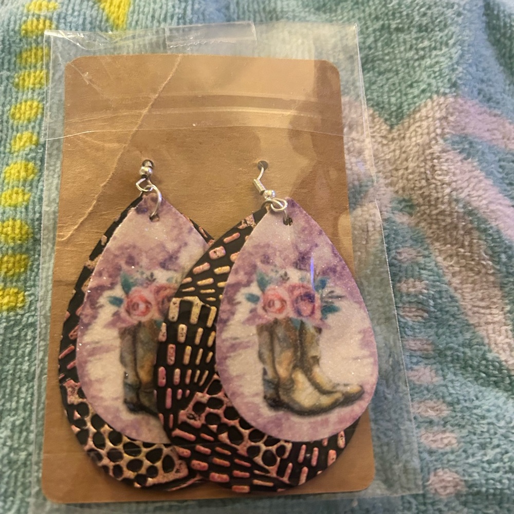 Floral Cowboy Boot Earrings